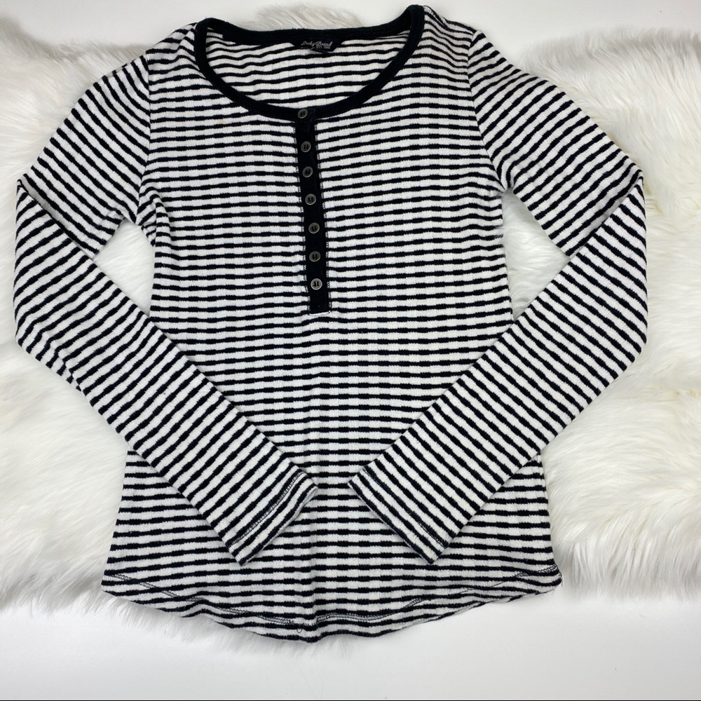 Lucky Brand Navy Stripe Henley Top